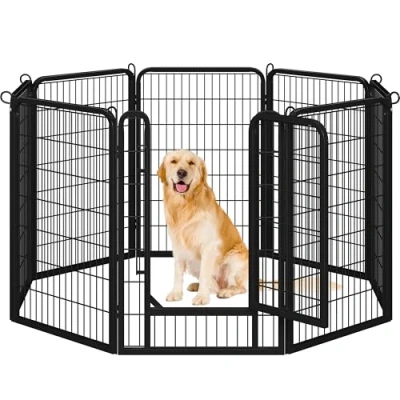 Afbeelding van Yaheetech Puppybox, 8 hoekig, puppyvrijren, dierenloophok, omheining, rooster met deur per paneel