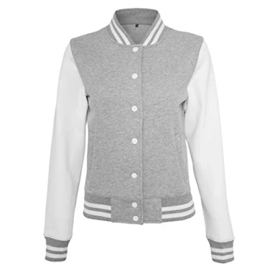 Afbeelding van Build Your Brand Sweatcollege Sweatjack, voor dames, verkrijgbaar in vele verschillende kleuren, maten XS tot XL, H.Grey/White,