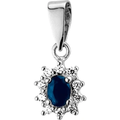 Afbeelding van Trendjuwelier huiscollectie Hanger Witgoud Saffier en Zirkonia