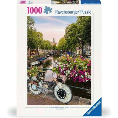 Afbeelding van Ravensburger Puzzle 12000780 Fahrrad und Blumen in Amsterdam 1000 Teile für Erwachsene ab 14 Jahren