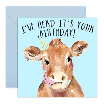Afbeelding van Central 23 Verjaardagskaart voor haar &#039;Kudde het is je verjaardag&#039; Animal Happy Birthday hem Grappige Koe woordspeling Wordt geleverd met schattige stickers