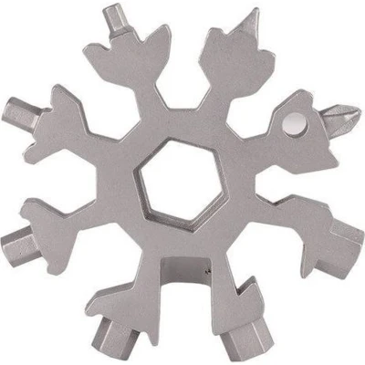 Afbeelding van Multitool Sneeuwvlok Multifunctioneel Fiets Outdoor Survival Cyclus Schroevendraaier Reparatie Kamp Flesopener Camping Zilver