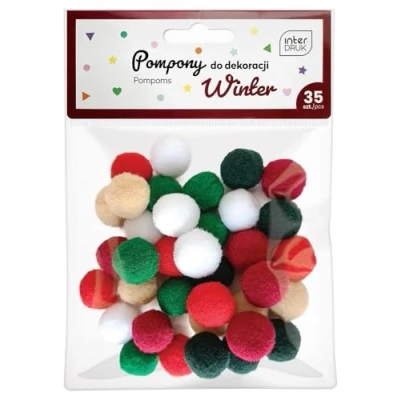 Afbeelding van Interdruk Craft Pom 35 Gekleurde 18 mm Pompons voor DYI Crafting Winter Set