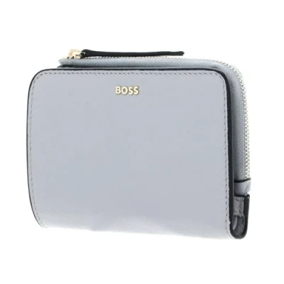Afbeelding van BOSS Leren Portemonnee Alyce New SM Wallet Light Grey Lichtgrijs