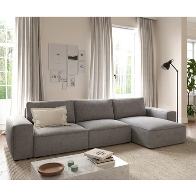 Afbeelding van Hoekbank Lanzo L microvezel grijs 360x160 cm recamiere variabel