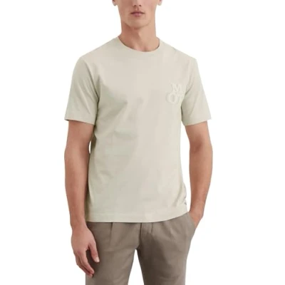 Afbeelding van Marc O&#039;Polo Short Sleeve CREW NECK Artwork ON Chest Tshirt print, Heren, Maat: Small, Gray silk