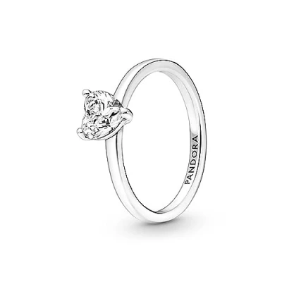 Afbeelding van Pandora 191165C01 Ring Sparkling Heart Solitaire zilver zirconia wit