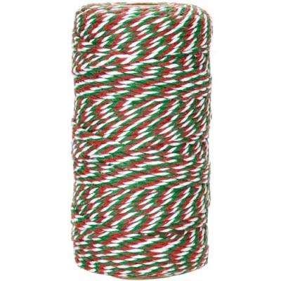 Afbeelding van G2PLUS 100 m kerstdecoratie koord, 2 mm knutselkoord voor doe het zelf kunstnijverheid tuinieren (groen, rood en wit)