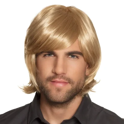 Afbeelding van Boland Pruik Spike Blond Steil Halflang Mannen 80&#039;s &amp; 90&#039;s Disco