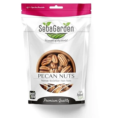 Afbeelding van Seba Garden Pecannoten Halften 1kg, 2 pond ongezouten, natuurlijk glutenvrij, geen conserveringsmiddelen, niet GGO, Keto, Paleo, Veganistisch vriendelijk