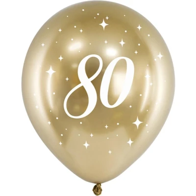 Afbeelding van Partydeco Glossy ballonnen gold 80 jaar (6 stuks)