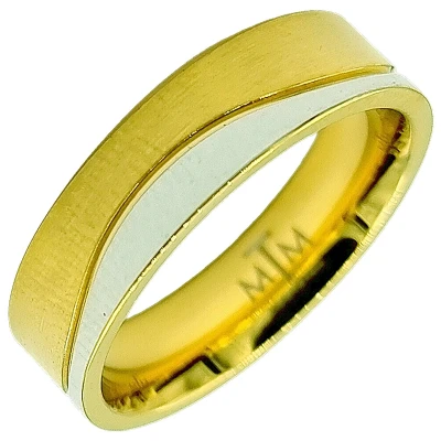 Afbeelding van Tesoro Mio Michel Verlovingsring / Trouwring Man Edelstaal Bicolor Kleuren Goud &amp; Zilver 22 mm Maat 69
