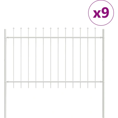 Afbeelding van vidaXL Tuinhek Set van 9 Wit Metaal 170 cm x 100 per paneel