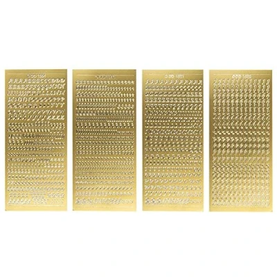 Afbeelding van Ideen mit Herz Stickerset 4 stickervellen elk 23 x 10 cm letters &amp; cijfers ABC hoofdletters en kleine met speciale tekens ideaal voor kaarsen wenskaarten (goud)