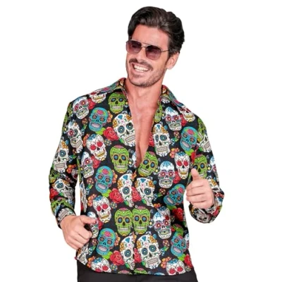 Afbeelding van Widmann Spaans &amp; Mexicaans Kostuum Dag Van De Doden Miguel Overhemd Man Multicolor Large / XL Carnavalskleding Verkleedkleding