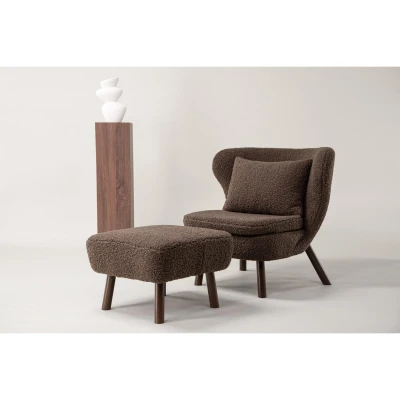 Afbeelding van Svea Teko fauteuil met voetenbank Teddy bruin