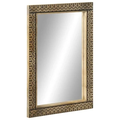 Afbeelding van vidaXL Badkamerspiegel 50x70 cm massief mangohout en glas, spiegel, make up spiegel badkamer, upspiegel, wandspiegel, hangende