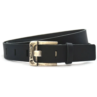 Afbeelding van Timbelt 3,5 cm echt lederen zwarte riem heren / dames zwart jeansriem Riemmaat 115 Totale lengte 130