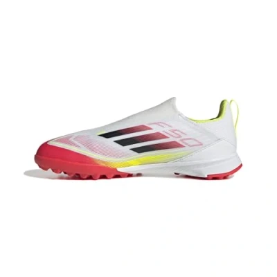 Afbeelding van adidas Uniseks Kind F50 LEAGUE Laceless Football boots Turf Kids, Cloud White/Core Black/Solar Yellow, 28 EU