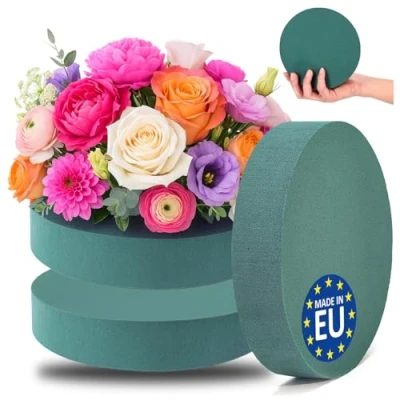 Afbeelding van COM FOUR® 3x steekschuim voor bloemstukken 16 x 3,5 cm verse bloemen bloemenspons knutselen bruiloften, Pasen en verjaardagen (3 stuks plat)
