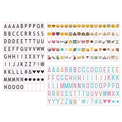 Afbeelding van Emsmil Kleine letterset, letters, cijfers, symbolen, zwart, kleur pastelkleur, emoji&#039;s voor ledlichtbox, lichtbak, uitbreiding, A4, cinematic, lichtbox