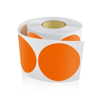 Afbeelding van Ronde stickers, 500 stuks, 50 mm, kleurcodering, cirkel etiketten, rol, markeringspunten, fluorescerend oranje, stuks
