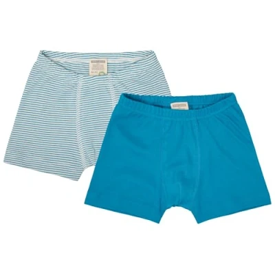 Afbeelding van loud + proud Jongens dubbelpak, fijn geribbeld, biologisch katoen en GOTS gecertificeerde boxershorts, petrol, 110 116
