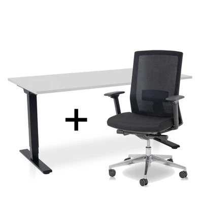Afbeelding van MRC COMFORT Set Zit sta bureau + stoel 160x80 grijs