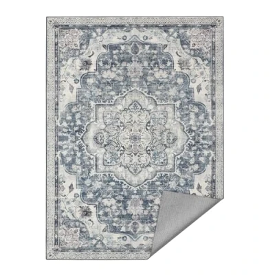 Afbeelding van SONGMICS HOME Vloerkleed 120 x 170 cm Woonkamertapijt Antisliptapijt Traditionele vintage stijl Woonkamer Keuken Hal Eetkamer Machinewasbaar Duifgrijs TAR032G01