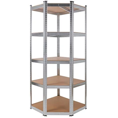 Afbeelding van Arebos hoekrekken rekken voor zwaar gebruik boutloze 875kg gemakkelijk te monteren door plug in systeem 70x70x180 cm 5 planken van MDF tot 175 kg per plank gegalvaniseerd