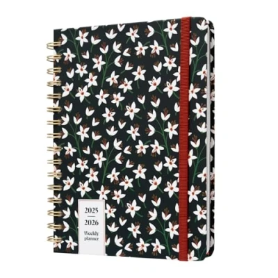 Afbeelding van Kokonote A5 Academic Diary 2025 2026 Week To View Noir Blossom Planner With Stickers, Student Essentials For University, Back School Supplies