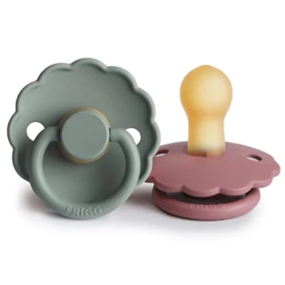 Afbeelding van Frigg fopspeen latex 2 pack Daisy dusty rose/ lily pad /T1 0 6 maanden