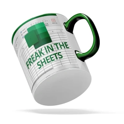 Afbeelding van Grappige kantoormok, freak in the sheets, kantoorkoffiemok nieuwigheid mok voor het werk cadeau boekhouders, data analisten, IT professionals, spreadsheets liefhebbers