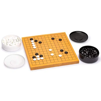 Afbeelding van Yellow Mountain Imports Shin Kaya Beginner&#039;s Omkeerbaar 13x13 / 9x9 Go Game Set Board (2cm) met dubbele bolle melamine Stones Classic Strategy (Baduk/Weiqi)