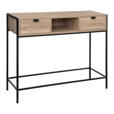 Afbeelding van 5 five simply smart Console met 2 laden, zwart houteffect, Aliaj