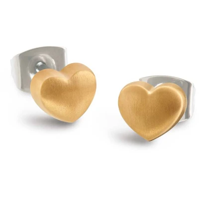 Afbeelding van Boccia 05056 02 Oorknoppen Hartje titanium goud en zilverkleurig 5,5 x 6 mm