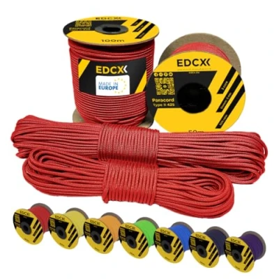 Afbeelding van EdcX 3 mm nylon paracord 425 (15, 30, 50 en 100 m) type II, 100% touw, touw in vele kleuren (lichtrood, 15