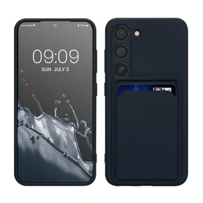 Afbeelding van kwmobile telefoonhoesje geschikt voor Samsung Galaxy S23 Hoesje met pasjeshouder TPU case in donkerblauw