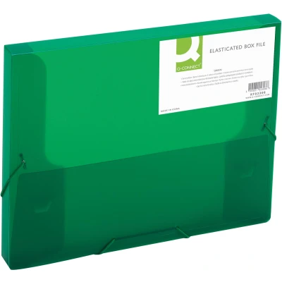 Afbeelding van Q CONNECT elastobox, met elastieken, A4, rug 25 mm, groen elastobox