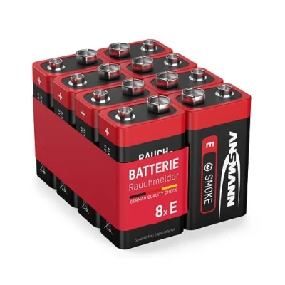 Afbeelding van ANSMANN alkaline batterij Verpakking van 8 stuks. Batterie 9V rood