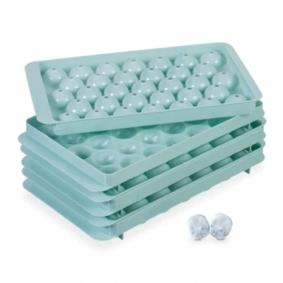 Afbeelding van Relaxdays ijsblokjesvorm rond set van 3 plastic ijsklontjesvorm ijsblokjesbakjes