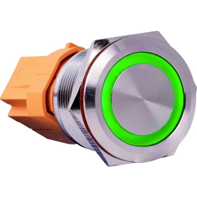 Afbeelding van Joy it BUTTON22B M GR Toetsschakelaar 250 V/AC 7 A 1x aan/(uit) Moment Groen (Ø x h) 25 mm 40.40 IK10, IP67 1 stuk(s)
