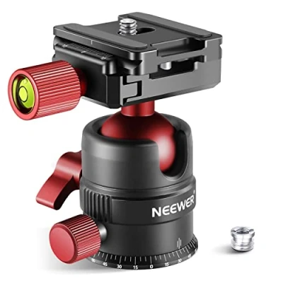 Afbeelding van NEEWER Statiefkop, 360 draaibare panoramische kogelkop met 1/4 inch snelschoenplaat voor statief, monopod, slider, DSLR camera camcorder, maximale belasting tot 5 kg GM28
