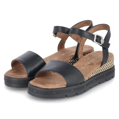 Afbeelding van TOM Tailor Sandalen met plateauzool, Dames, Maat: 39, Black Hoogwaardig imitatieleer