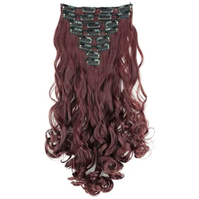Afbeelding van CAISHA XXL 35cm 8 Delige Set CLIP IN EXTENSIONS Haarextensies Haarstukje Golvend Roodbruin CES110 1