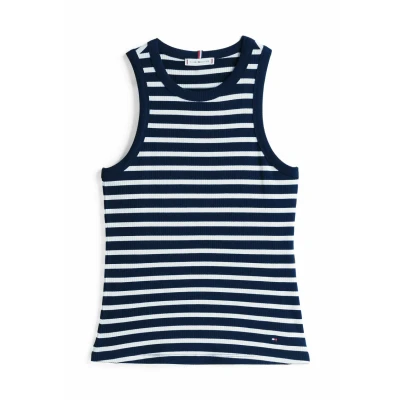 Afbeelding van Tommy Hilfiger SLIM Top, Dames, Maat: 3XL, Dark night navy ecru stp