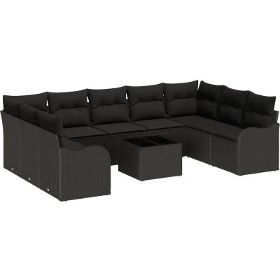Afbeelding van vidaXL 10 delig ligbed set met kussens beige poly rattan
