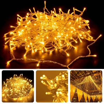 Afbeelding van Cheqo® Kerstverlichting Kerstboomverlichting Kerstlampjes Warm Wit 18m Transparant Snoer Energiezuinig &amp; Waterdicht