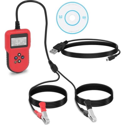 Afbeelding van MSW Accu tester digitaal 12 V/24 V LCD meertalig, Accutoebehoren, Zwart, Blauw, Zilver