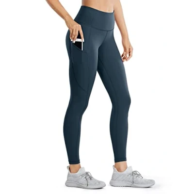 Afbeelding van CRZ Yoga Dames Naked Feeling Gym Leggings Squat Proof Hoge Taille Broek Boterachtig Zachte Ondoorzichtige Workout Sport Panty met Zakken 25 Inch Donkergroen L
